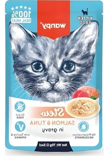 Somon Ve Ton Balıklı Kedi Yaş Maması, 70gr X 10