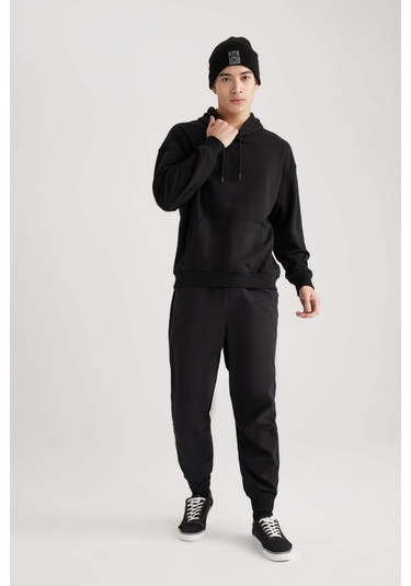 DeFacto Jogger Gabardin Pantolon Regular Beli Bağcıklı Cepli Lastikli Paça B7493AX24SPBK81