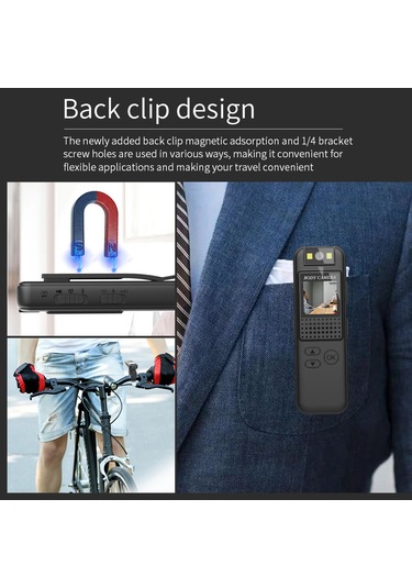 Tenfowee Siyah 1080p Mini Gopro Kamera, 180 Derece Döner Lens, Tek Başına Ses Kaydı, Led Işık, Manyetik Klem, 800mah Pil, 256gb Destekli