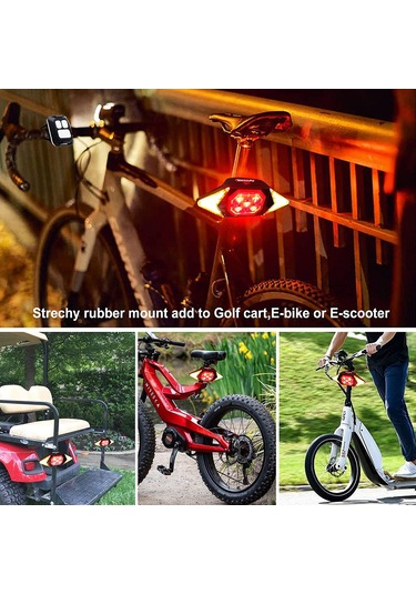 Lemestar Usb Şarjlı Bisiklet Yön Işığı - Uzaktan Kumandalı Led Flaş, Ipx2 Su Geçirmez, 500mah Pil, Kolay Kurulum Kırmızı