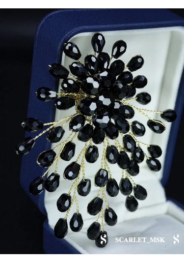 Scarlet Msk Boncuk Siyah Çiçek Broş 227864453 Siyah