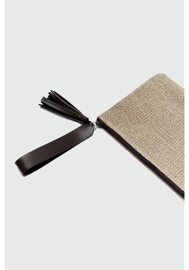 Shule Bags Juno Püskül Detaylı Hasır Clutch Çanta Kahve Kahve