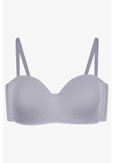 Kadın Dolgusuz Pamuklu Fitilli Straplez Sütyen Kül Melanj