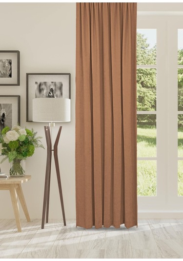 Cheap's Home Petek Dokulu Kadife Dokuma Düz Dikiş Ekstrafor Büzgü Fon Perde Sütlü Kahve