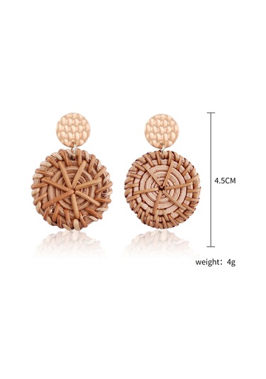 E2002-6 Knock Pattern Deep Cake Bamboo Vine Handmade Woven Earrings Bosomia Style Earrings Gümüş