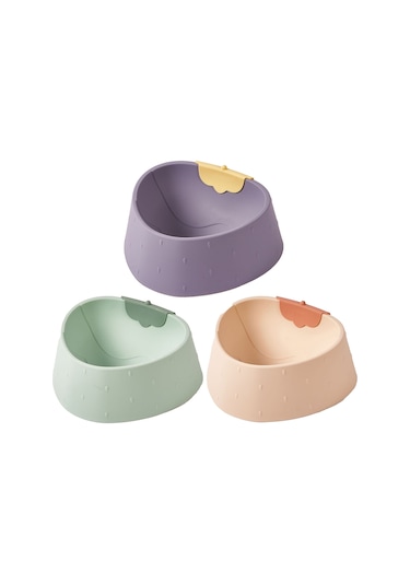 Cbtx Çilek Şekilli Hayvan Kasesi Kedi Karikatür Kaymaz Kase Gri