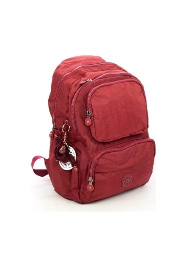 Suya Dayanıklı Krinkıl / Klinkır Kumaş Çok Gözlü Sırt Ve Okul Çantası Bordo 8813 Bordo