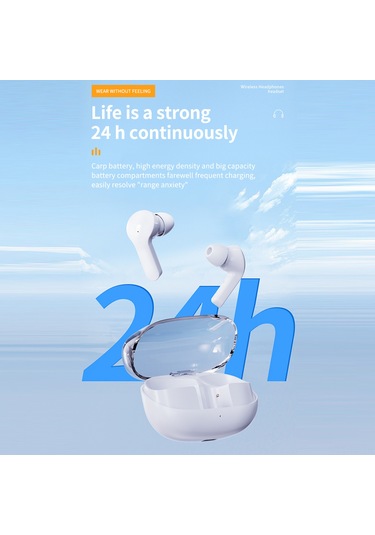 Skycity Yeşil Tm30 Kablosuz Kulaklık - Yarı Kulak İçi Tipi, Bt5.3, 5 Saat Müzik Süresi, Şeffaf Şarj Kutusu, Type-c