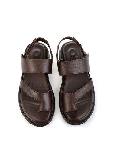 Kahve Hakiki Deri Erkek Sandalet E05433401043 Kahve