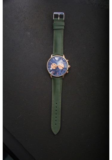 Hakiki Deri 22mm Akıllı Pimli Saat Kordonu Yeşil