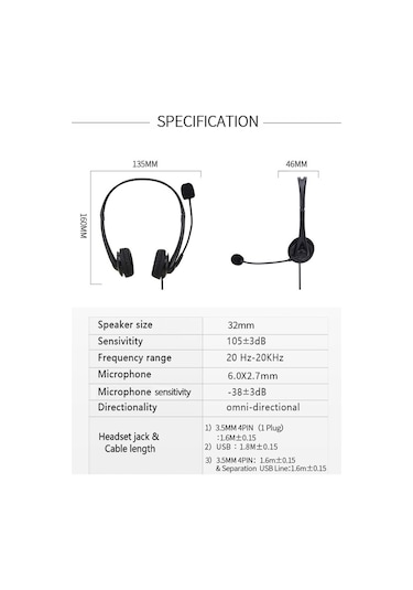 Jeemson Sy490mv Kablolu Kulaklık, Gürültü Engelleme Mikrofonlu, Geniş Uyumlu 3.5mm Bağlantı, Bilgisayar/oyun İçin Konforlu Tasarım