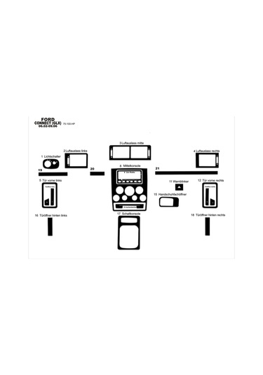Ford Connect Glx Konsol-torpido Kaplama 2002-2006 21 Parça-piano Black Piano Black
