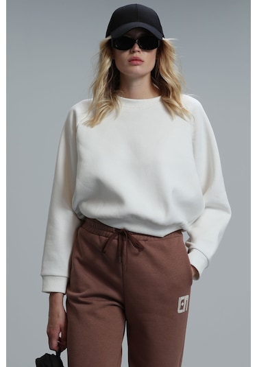 Lufian Uwen Kadın Örme Sweatshırt Kırık Beyaz 122030001100510 Kırık Beyaz