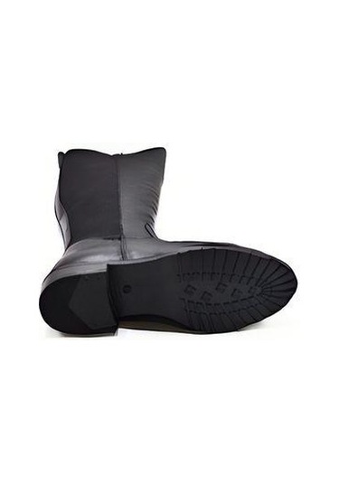 Venüs 20711k Düz Topuk Streç Detaylı Günlük Deri Kadın Çizme Siyah