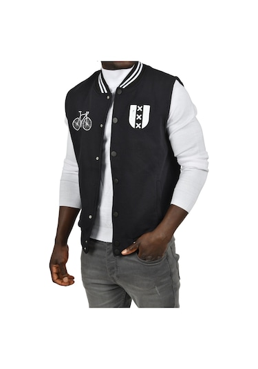 Deepsea Erkek Koyu Lacivert Nakış İşlemeli Üç İplik İçi Şardonlu Kolsuz Kolej Yelek 2304773 Koyu Lacivert