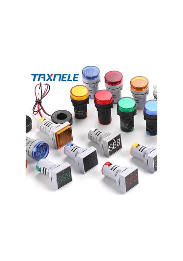 Yuvarlak Voltmetre-ac 60-500v 0-100a Led Dijital Voltmetre Ampermetre Hertz Hz Sinyal Işıkları 220v-yeşil