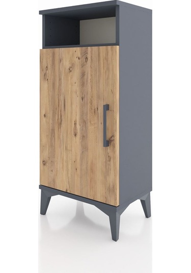 Arges Komodin 3 Raflı Tek Kapaklı 44x30x96 Antrasit-çam Antrasit