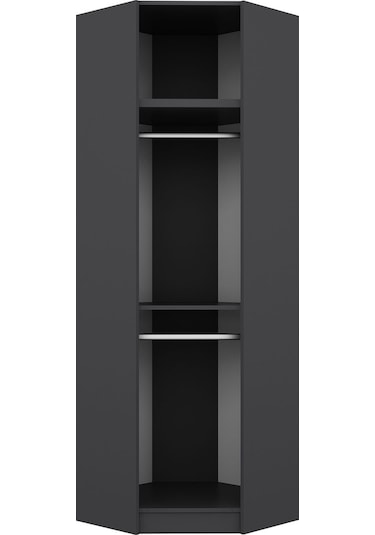 Kale 1 Kapaklı Köşe Dolap + Yüklük Antrasit Antrasit 235cm Antrasit