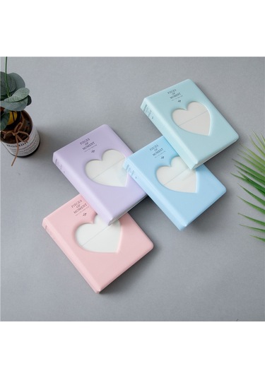 İçi Boş Kalp 64 Cepler Fotoğraf Kitabı Albümü İsim Kartı Tutucu Fujifilm Instax Mini 8 / 7s / 70/25 / 50s / 90 Pembe