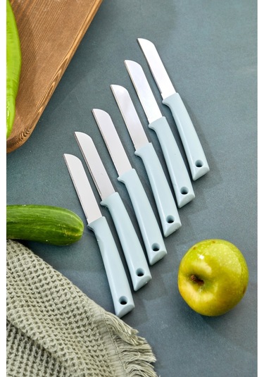 Cooker Özel Seri Paslanmaz Çelik 19,5 Cm 6'lı Meyve Bıçağı Mavi