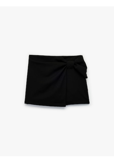Koton Fiyonk Detaylı Beli Lastikli Basic Şort Etek Siyah 6wkg40024ak SiYAH