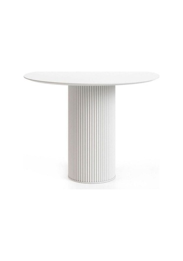 Vintage Yuvarlak Ahşap Bohem Masa 110x110 Beyaz