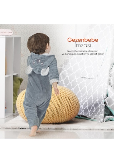 Gezenbebe Hero Kahraman Kapüşonlu Welsoft Bebek Tulum Gri