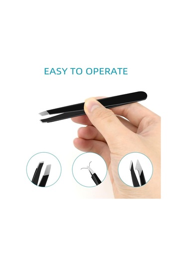 Kaşlar İçin Profesyonel Paslanmaz Çelik Cımbız Seti - Hassas Eğimli Uçlu Siyah Cımbız Seti - Tüy Alma, Güzellik, Yüz Bakımı Ve Kişisel Bakım İçin Siyah