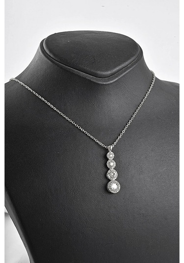 Ervanur Dört Sıra Zirkon Taşlı Su Yolu Kolye Gümüş