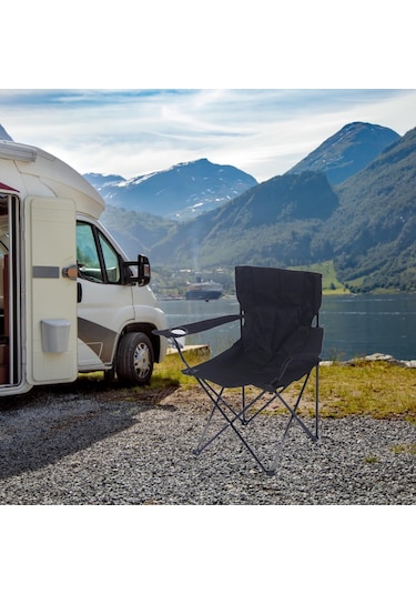 Suntek Katlanmış Kamp Sandalyesi Bahçe Piknikleri Siyah