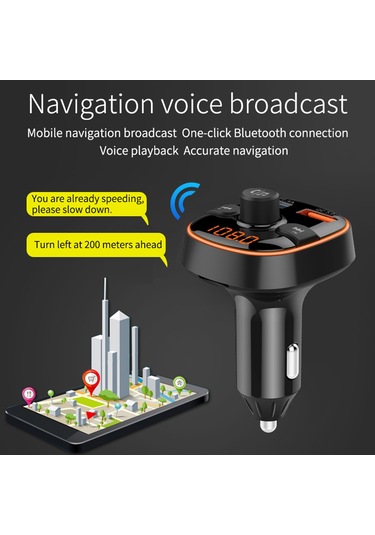 Bc52 Qc3.0 Hızlı Şarj Araba Renkli Atmosfer Işık Bluetooth Mp3 Çalar Fm Verici