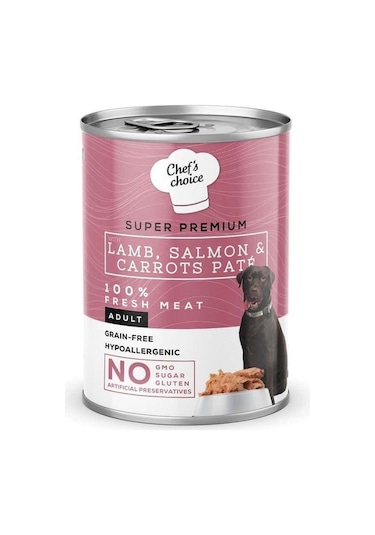 Chef's Choice Tahılsız Kuzu Somon ve Havuçlu Ezme Konserve Köpek Maması 400 G