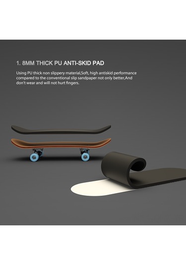 Aubyhe Finger Skateboard Profesyonel, Beş Katlı Ahşap, Allüminyum Tekerlekler Rulmanlı , Sahnelerde Sallanabilir, Oyuncak - Siyah Tekerlekler