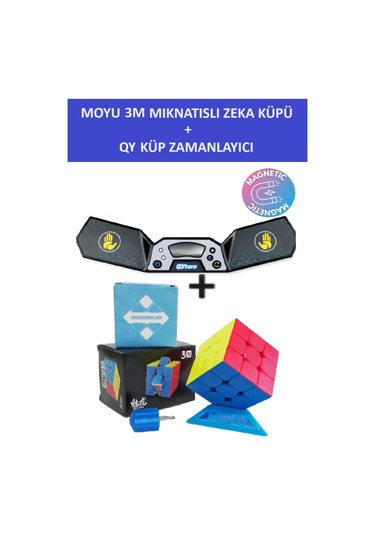 Moyu 3m V2 Profesyonel Speed Cube Ve Qy Küp Timer Seti - 3x3 Zeka Sabır Küpü Ve Zamanlayıcı