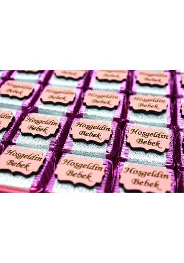 Dark Brown Hoşgeldin Bebek Kız Çoçuk Çikolatası 48 Adet Sargılı Dolgulu
