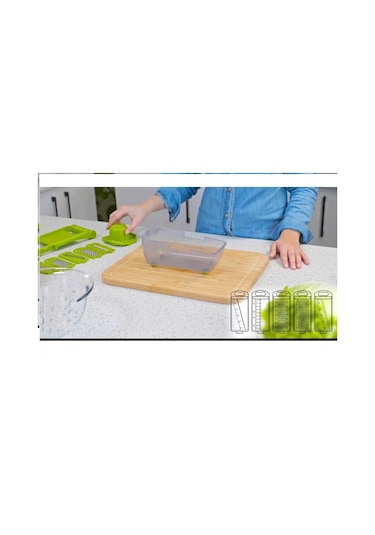 5 Başlıklı Hazneli Kaymaz Rende Jülyen Kesici Patates Havuç Rendesi Renkli