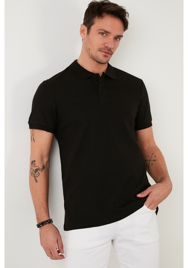Buratti Pamuklu Regular Fit Düğmeli Erkek Polo Yaka T Shirt 5902281 Siyah