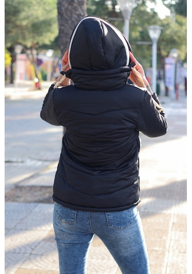 Barbora Günlük Şık Kapüşonlu Kışlık Kadın Şişme Mont 811siyah12 001