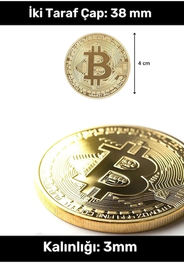 Özel Kutulu Hatıra Koleksiyon Bitcoin Madeni Para Altın Rengi 2'li Set