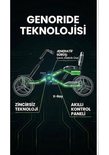 Elektrikli Pedal Go-kart Siyah - Yeşil