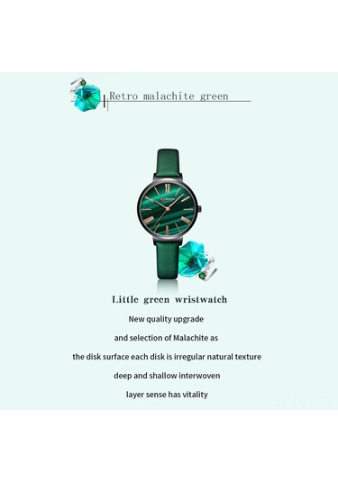 Padalink Curren Kadın Kuvars Saat, 3atm Su Geçirmez, Zümrüt Rengi Ağı Tel Bantlı, Altın Kasa, Klasik Tasarım, Kol Saati Gold