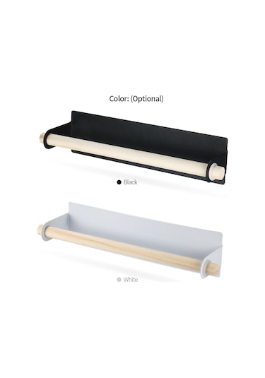 Honmex Siyah Demir Duvar Kurulu Bez Rafı - Mutfak Banyo Bez Tutucu - Deliksiz Kurulum - Çok Amaçlı Bez Asma Teli Siyah