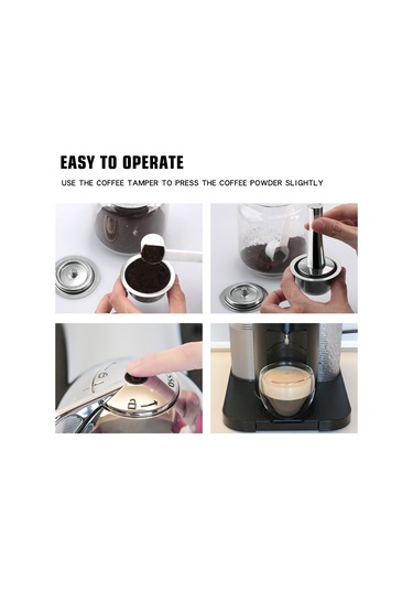 Padalink 304 Paslanmaz Çelik Yeniden Kullanılabilir Kahve Kapsülü Seti Kaşık+fırça - Nespresso Vertuoline Gca1, Delonghi Env135/150, Bnv450wht1buc1 Uyumlu, 12.5g Toz İçerir, 70ml Kremalı Lezzet Gümüş