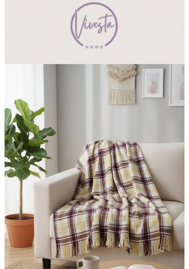 Scotch Battaniye 180 220 Cm Lüks, Yumuşacık Ve Sıcak Tutucu Konfor Battaniyesi Krem - Bordo