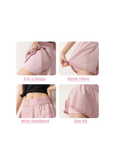 Teltree Kadınlar İçin Yüksek Bel Yoga Şortu, Nylon-spandex, Hızlı Kuruyan, İki Katlı Tasarım, Soluk Yeşil, Rahat Ve Spor Stili Açık Yeşil