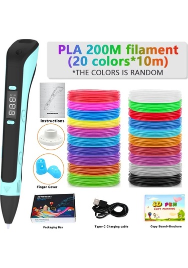 Techbloom 1 Set 3d Yazıcı Kalem Kiti Dıy Çizim Ve Baskı Aracı 3937 İnch 20 Renk Lcd Ekranlı