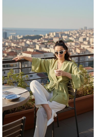 Kadın Kuşaklı Kimono 1177 Yeşil