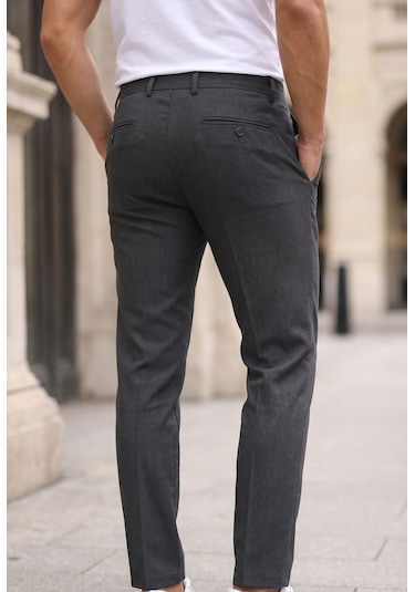 Mero Life Erkek Antrasit Italyan Kesim Slim Fit Kaliteli Esnek Likralı Bilek Boy Kumaş Pantolon Antrasit