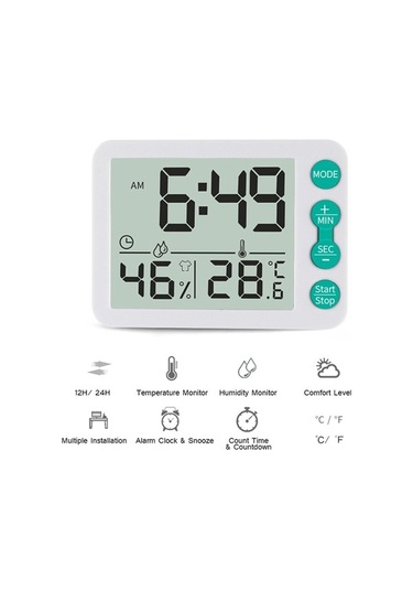 Pazly Lcd Ekranlı Dijital Termometre & Higrometre - İç Mekan Sıcaklık/nem Ölçer, Zamanlayıcı