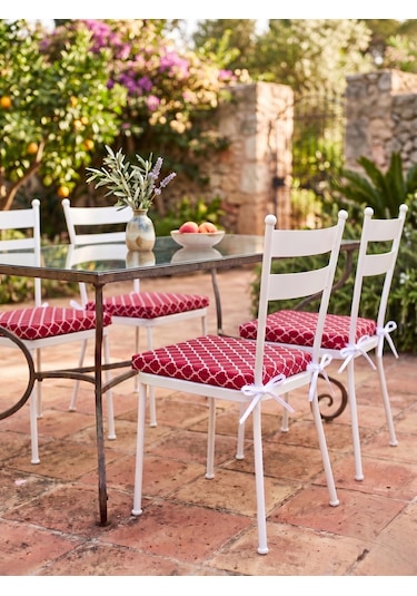 6 Adet 40x40 Cm Bağcıklı Sandalye Minderi Pamuk Polyester Kumaş Mutfak Ve Bahçe Minder Çok Renkli
